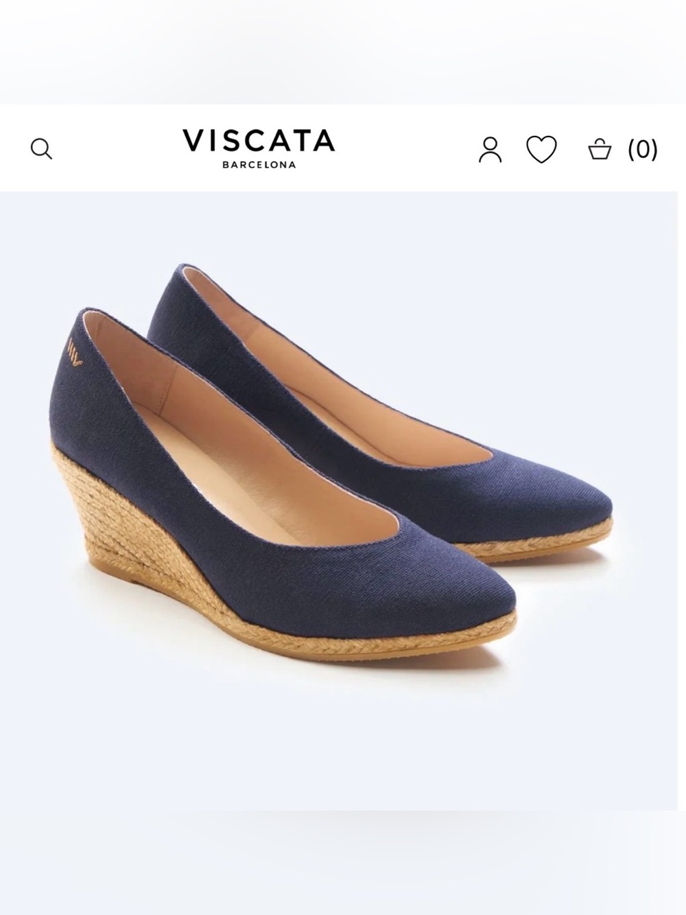 Viscata Navy Roses Canvas V Cut Espadrille Wedges Pumps
